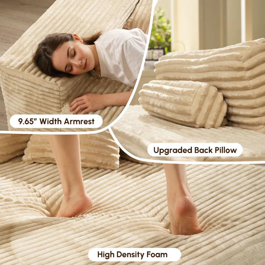 Boneless Chaise Lounge,Luxurious Faux Fur, No Assembly Required