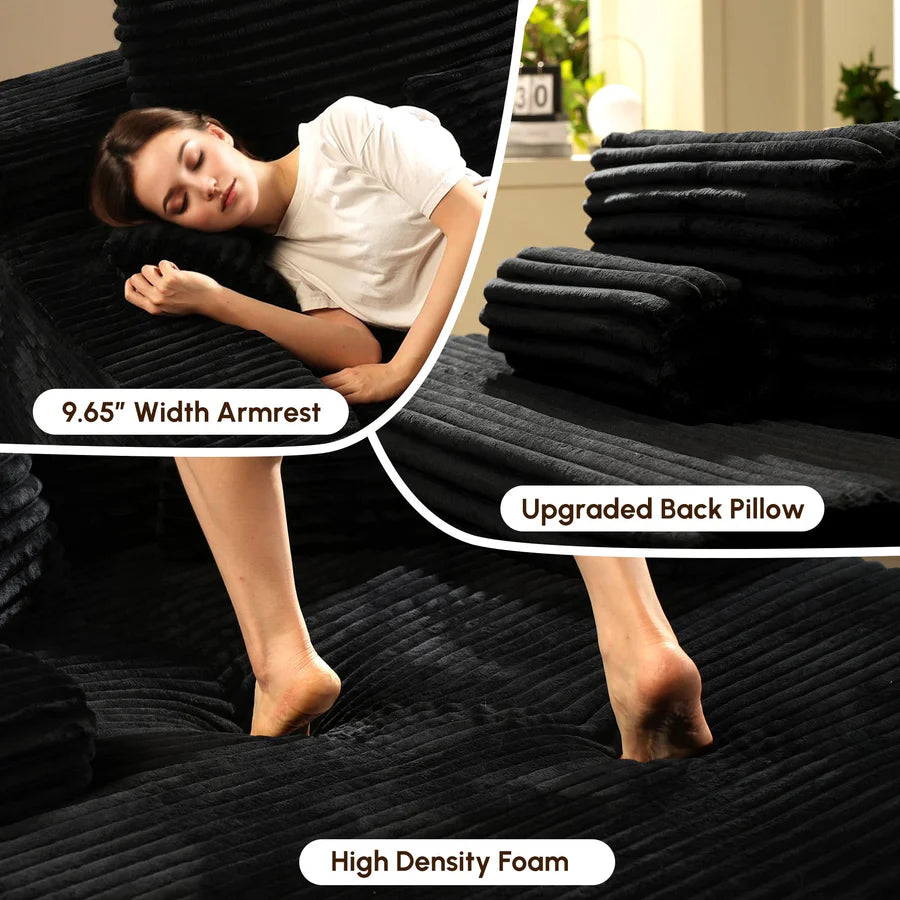 Boneless Chaise Lounge,Luxurious Faux Fur, No Assembly Required