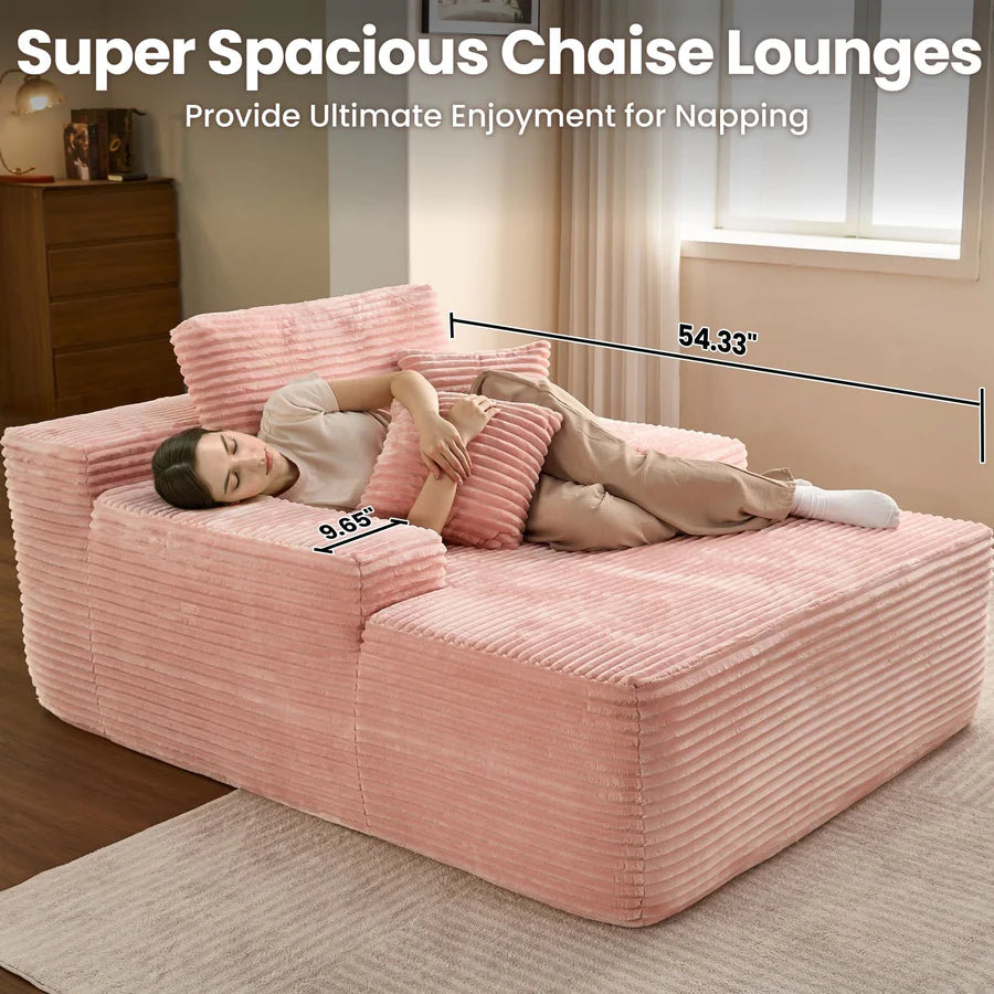 Boneless Chaise Lounge,Luxurious Faux Fur, No Assembly Required