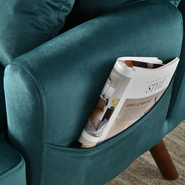 Living Room Accent Chair with Ottoman, 6 Angles Adjustable