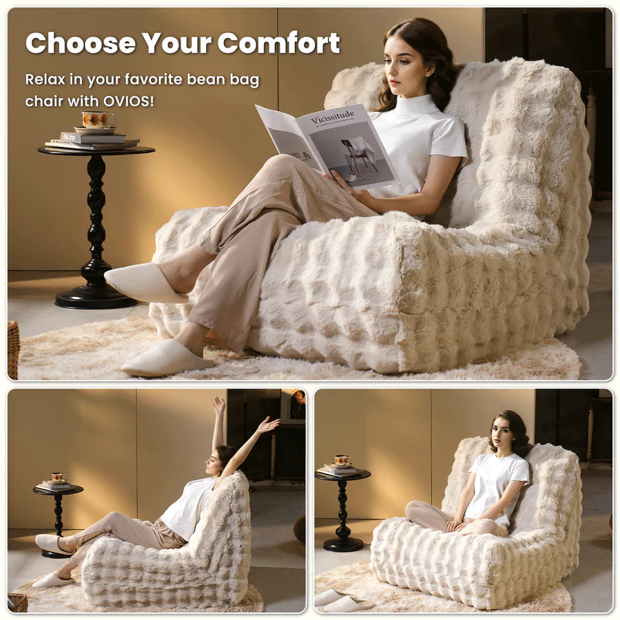 Luxurious Fluffy Faux Fur Bean Bag Couch