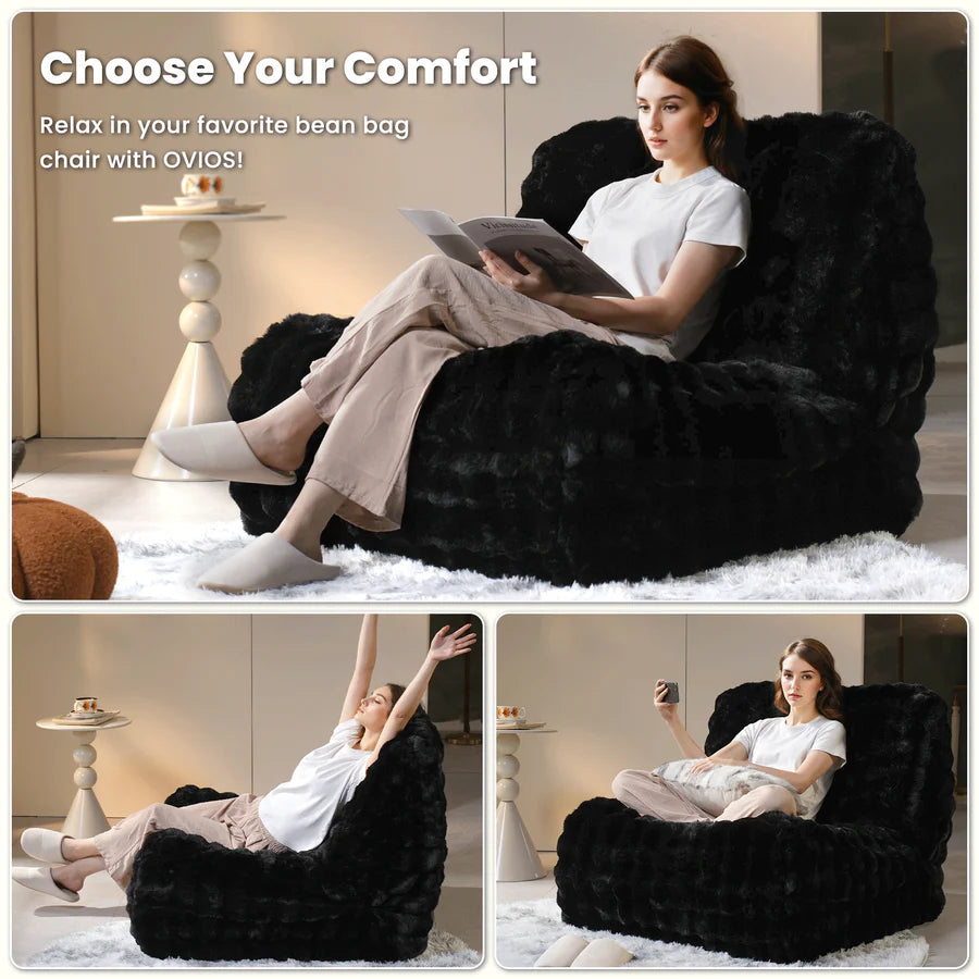 Luxurious Fluffy Faux Fur Bean Bag Couch