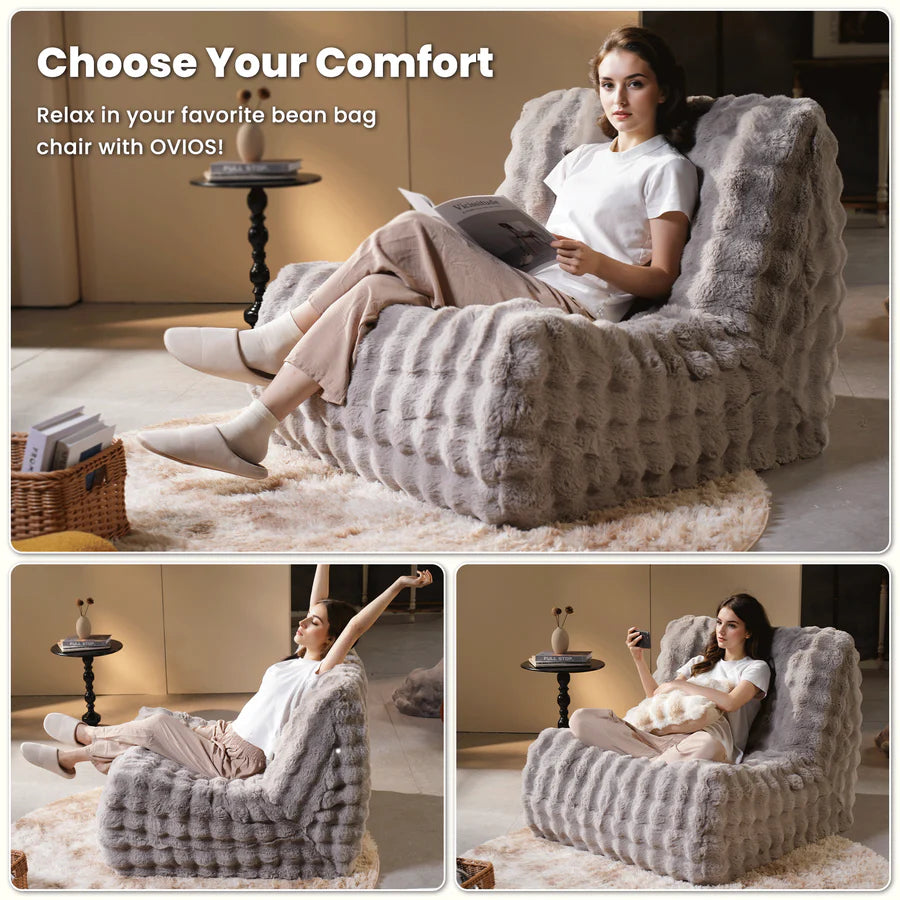 Luxurious Fluffy Faux Fur Bean Bag Couch