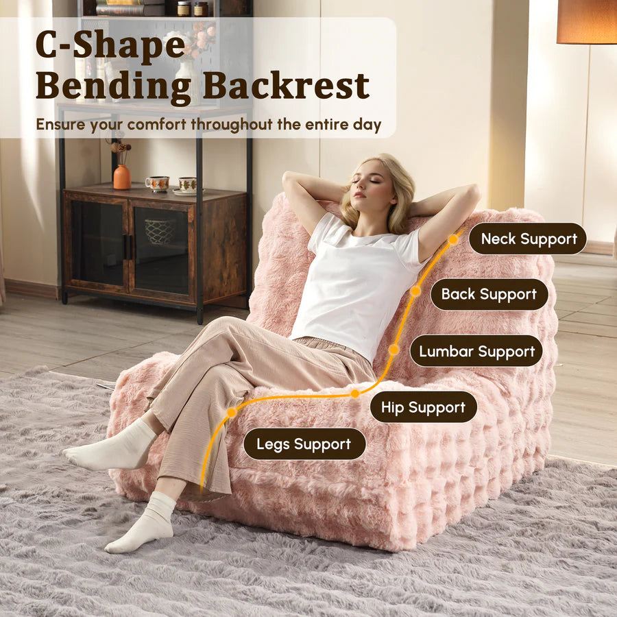Luxurious Fluffy Faux Fur Bean Bag Couch