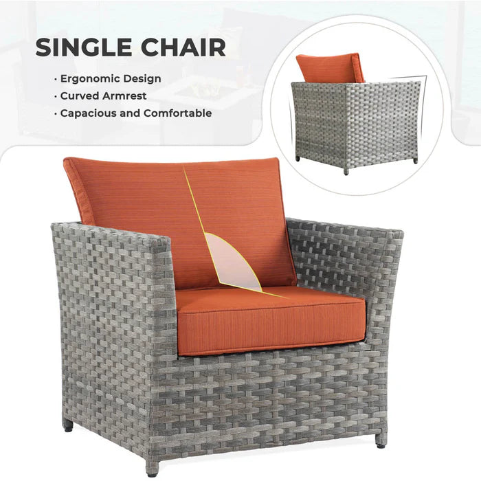 New Rimaru Series Patio Furniture Set 7-Piece include Swivel Chairs Set Partially Assembled