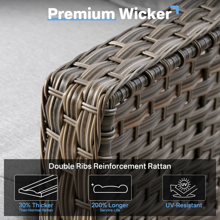 Outdoor 9 Pieces Coversation Set with Swivel Rocking Chair