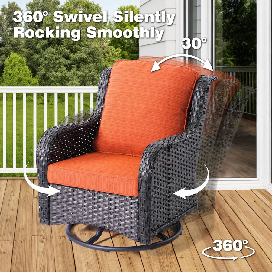 Outdoor Furniture 7-Piece with 42'' Fire Pit Table and Kenard 2 Rocking Chairs