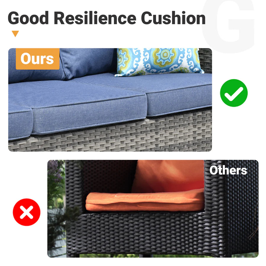 Outdoor Couch New Vultros 3-Piece High Back with Ottoman