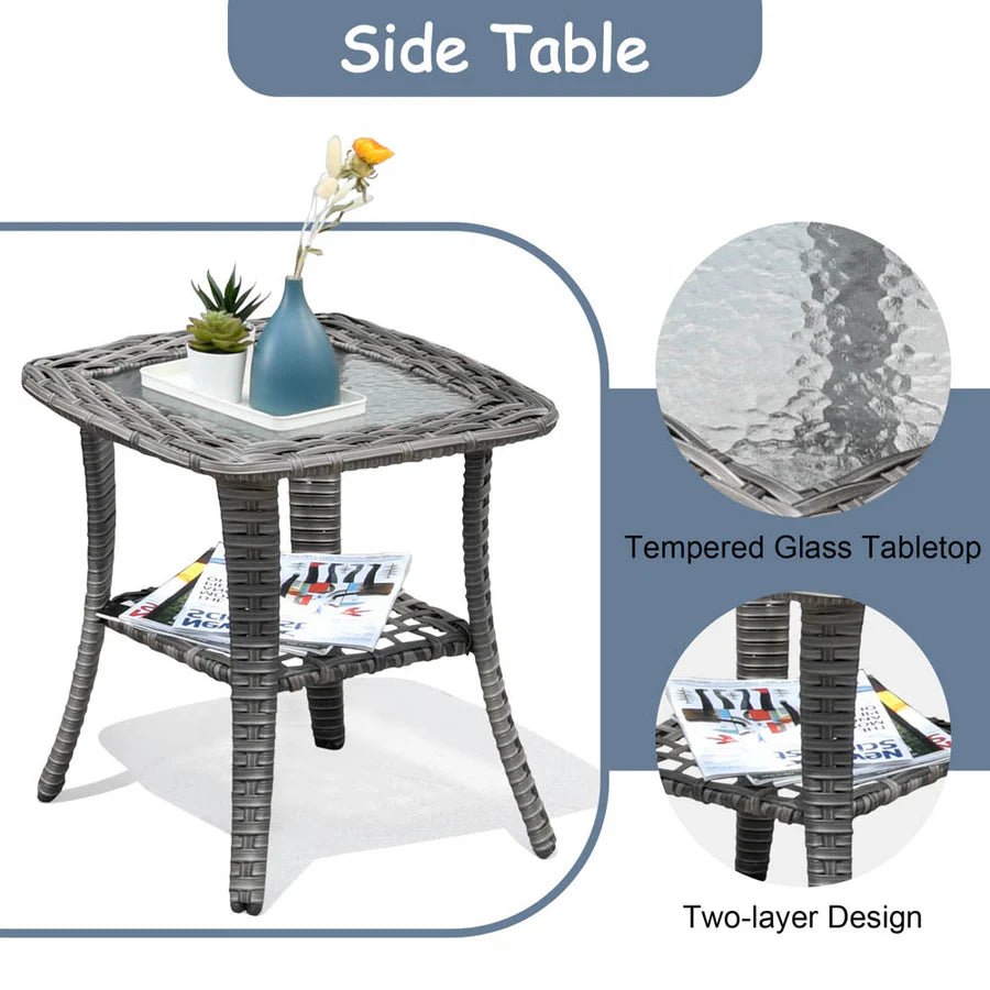 Patio Kenard 6-Piece Conversation Set with 42'' Rectangle Propane Fire Pit Table and Rocking Chairs