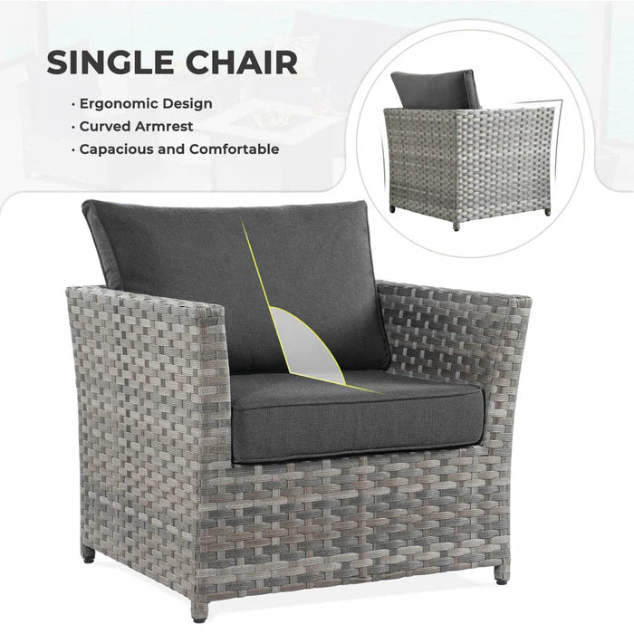 New Rimaru Series Patio Furniture Set 10-Piece include 42"Rectangle Fire Pit Table Partially Assembled