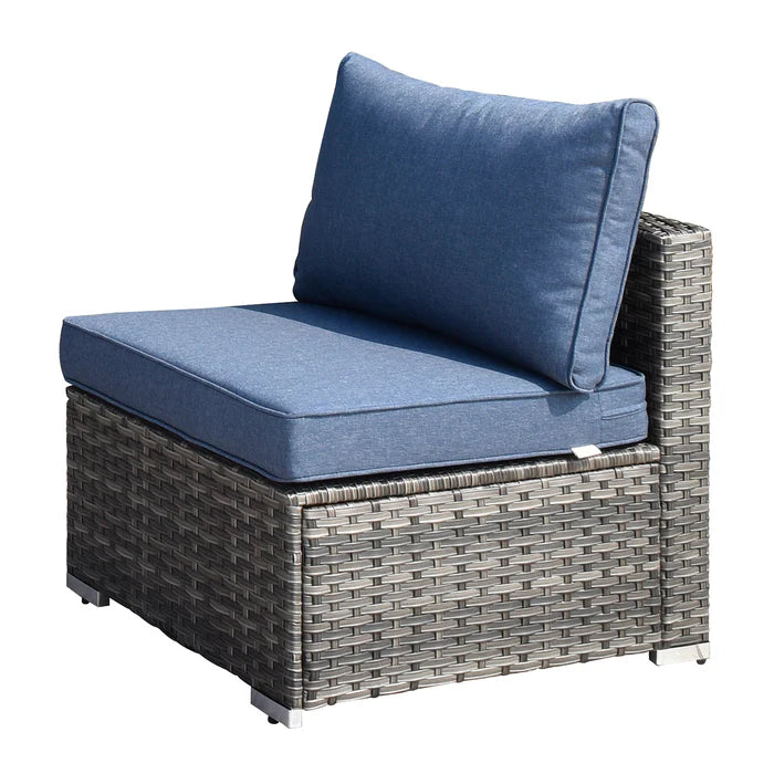 Patio Furniture Set 14-Piece with All Weather Rattan Wicker Sofa and Tempered Glass Table