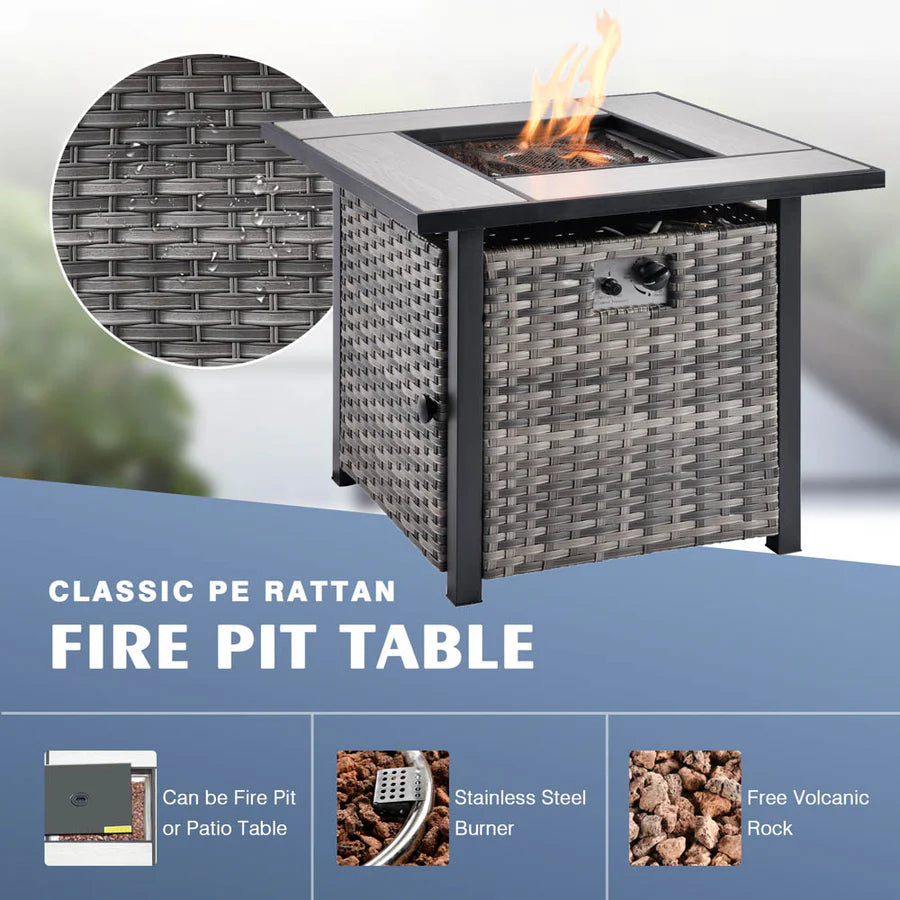 Patio Kenard 6-Piece Conversation Set with 30'' Propane Fire Pit Table and Rocking Chairs