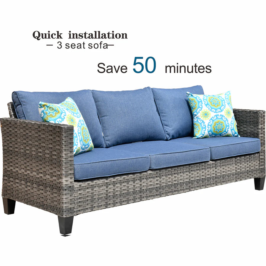 Patio Vultros 7-Piece Set with 2 Rocking chairs and 30'' Propane Fire Pit Table