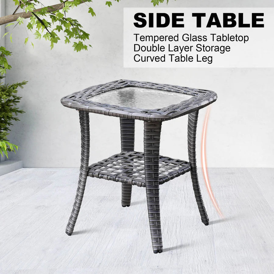 Patio Vultros 8-Piece Set With Swivel Chair and Rectangle 42'' Propane Fire Pit Table