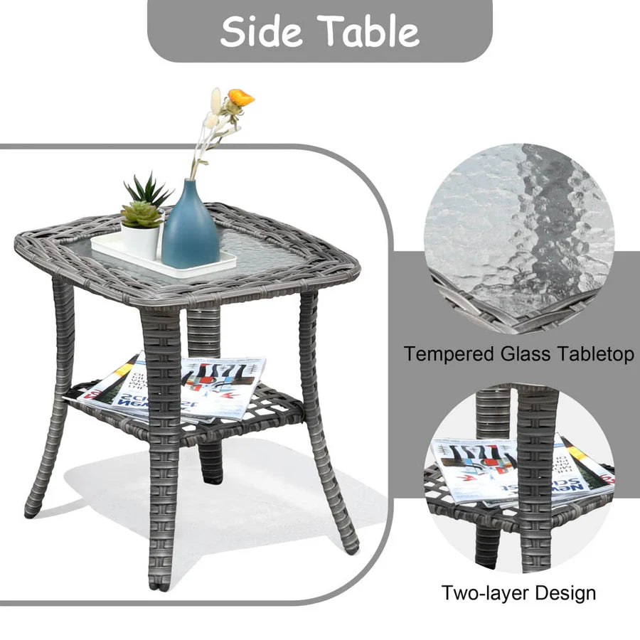Patio Kenard 6-Piece Conversation Set with 42'' Rectangle Propane Fire Pit Table and Rocking Chairs