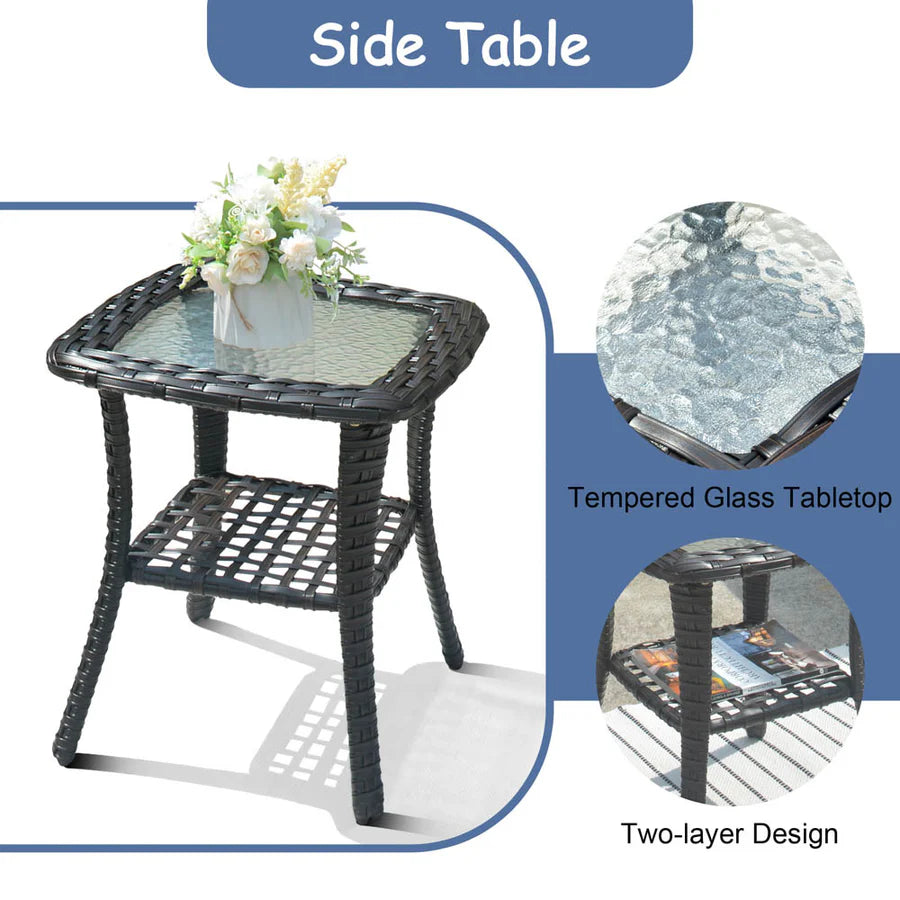Patio Kenard 6-Piece Conversation Set with 42'' Rectangle Propane Fire Pit Table and Rocking Chairs
