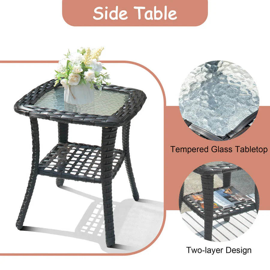 Patio Kenard 6-Piece Conversation Set with 42'' Rectangle Propane Fire Pit Table and Rocking Chairs