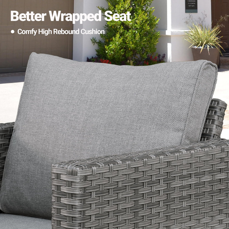 Patio Furniture 3-Piece Set with Swivel Chairs and Table Square Shape Armrest