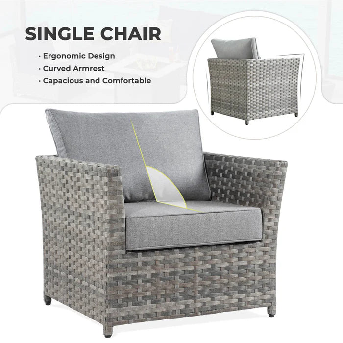 New Rimaru Series Patio Furniture Set 10-Piece include 42"Rectangle Fire Pit Table Partially Assembled