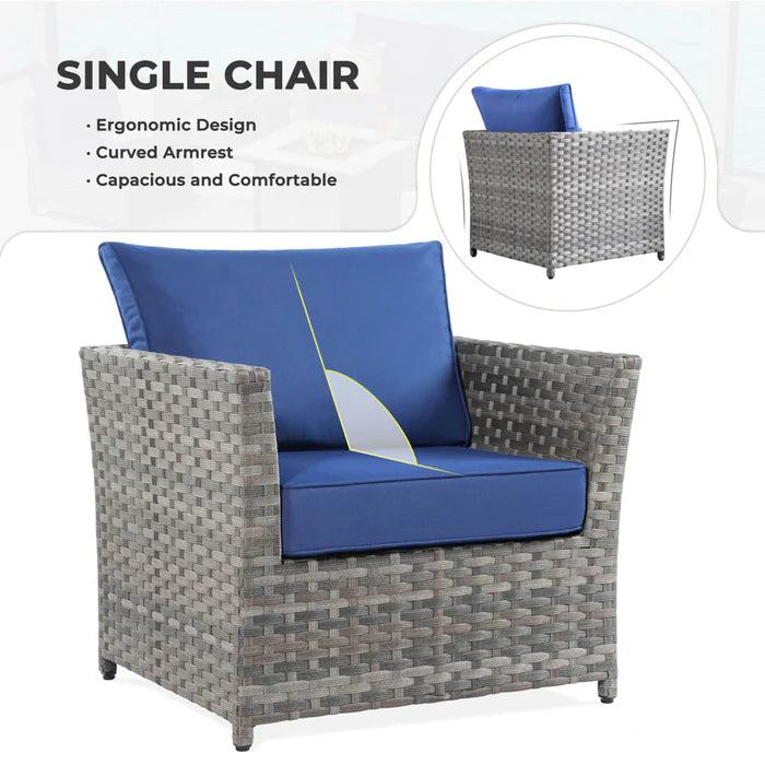 New Rimaru Series Patio Furniture Set 10-Piece include 42"Rectangle Fire Pit Table Partially Assembled