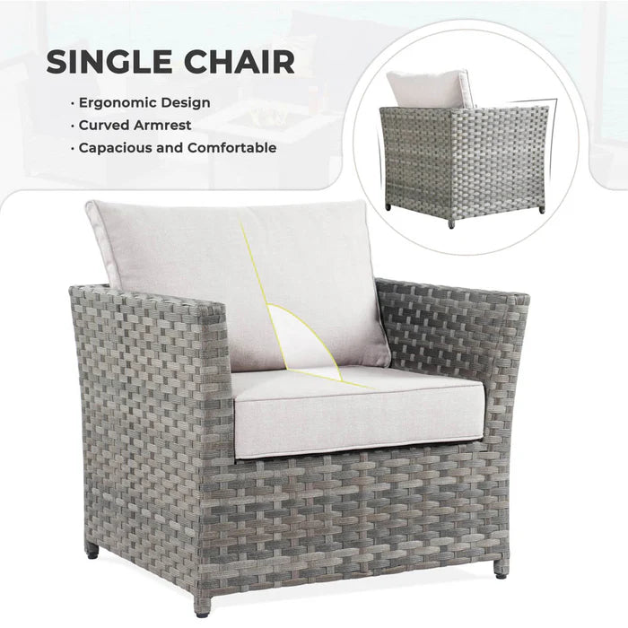 New Rimaru Series Patio Furniture Set 10-Piece include 42"Rectangle Fire Pit Table Partially Assembled