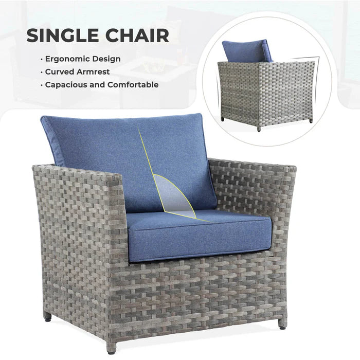 New Rimaru Series Patio Furniture Set 10-Piece include 42"Rectangle Fire Pit Table Partially Assembled