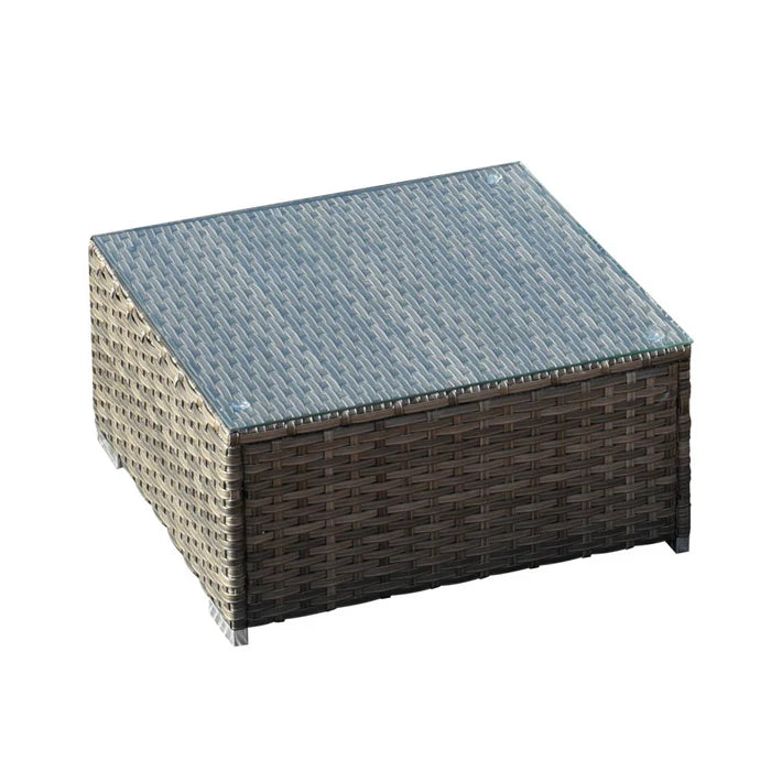 Patio Furniture Set 14-Piece with All Weather Rattan Wicker Sofa and Tempered Glass Table