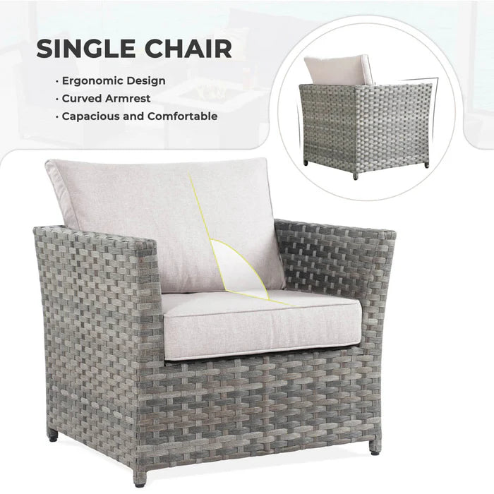 New Rimaru Series Patio Furniture Set 16-Piece include Swivel Chairs and 42"Rectangle Fire Pit Table Partially Assembled