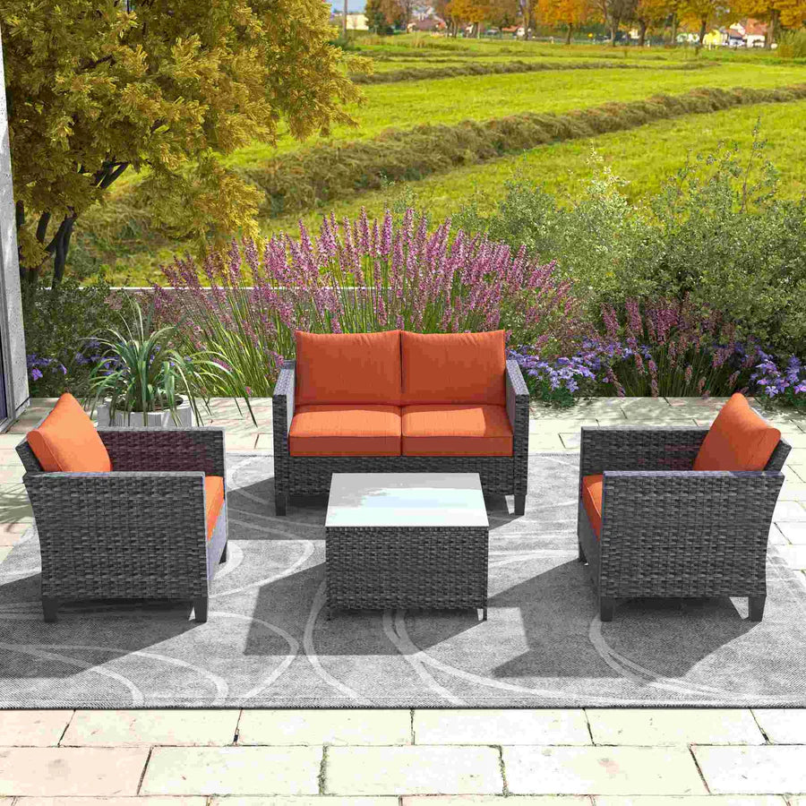 Patio Furniture Set New Vultros 4 Piece High Back Sectional Sofa with Cushions