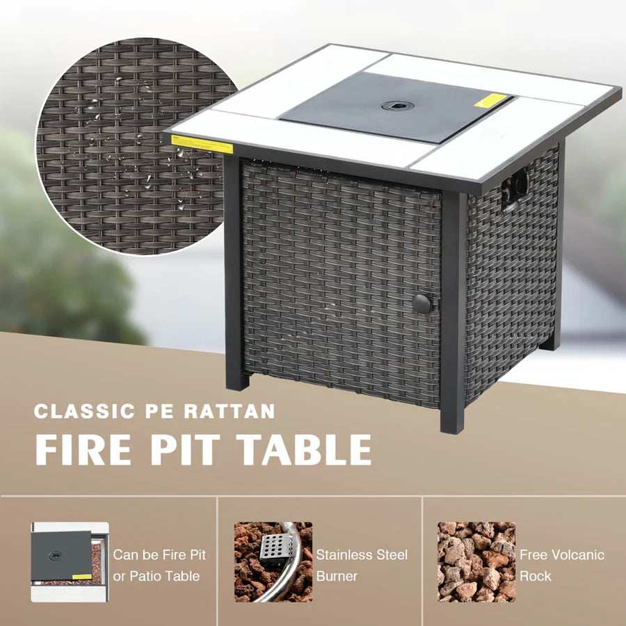 Patio Kenard 6-Piece Conversation Set with 30'' Propane Fire Pit Table and Rocking Chairs