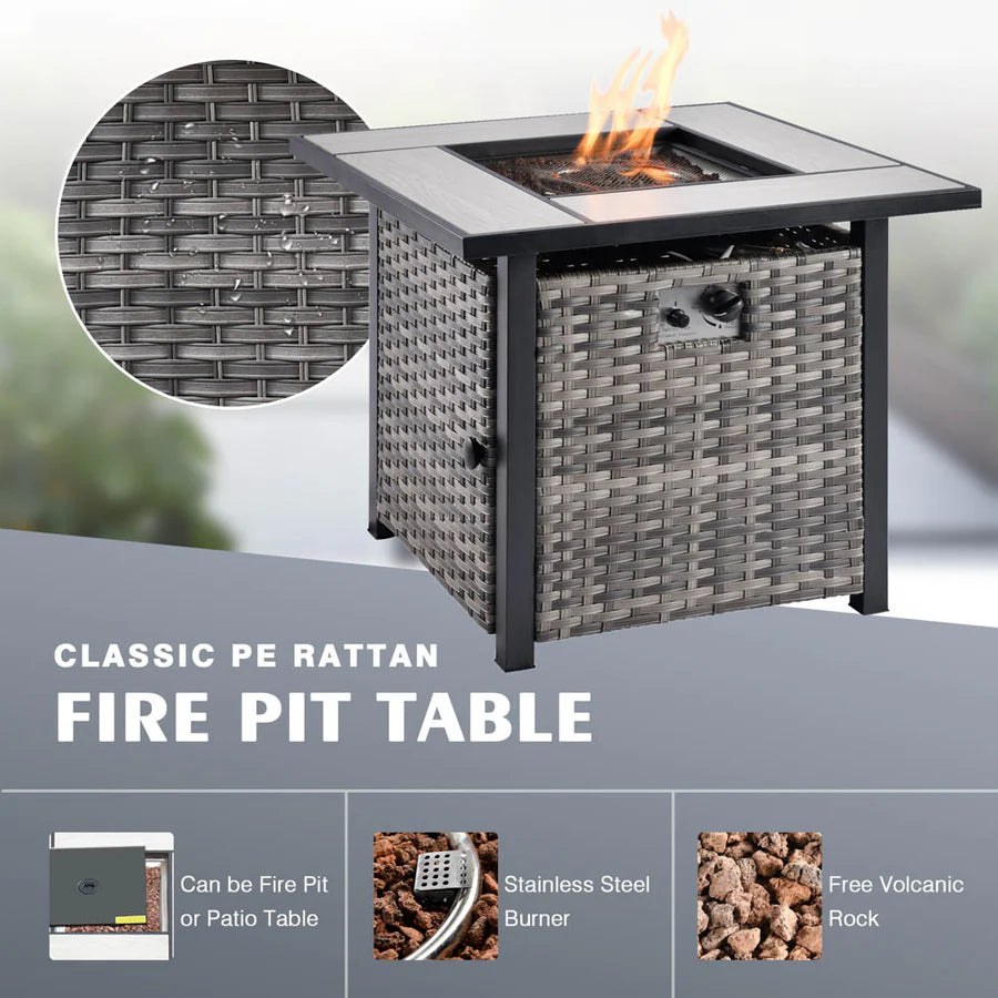 Patio Kenard 6-Piece Conversation Set with 30'' Propane Fire Pit Table and Rocking Chairs