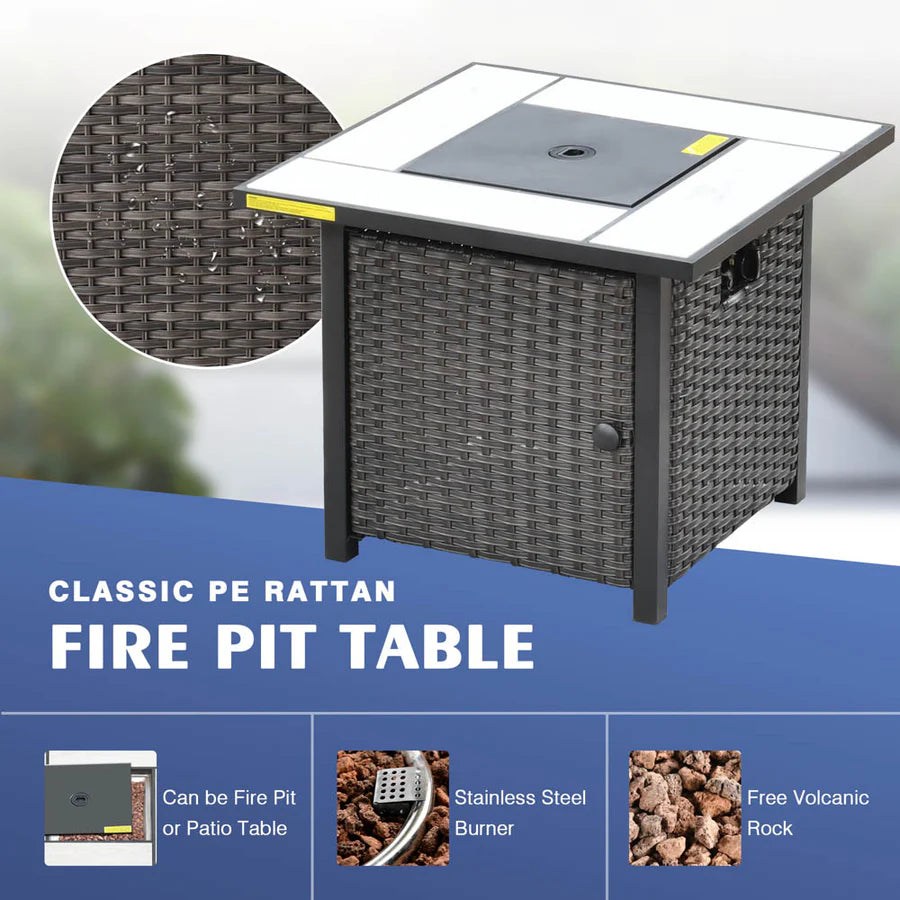 Patio Kenard 6-Piece Conversation Set with 30'' Propane Fire Pit Table and Rocking Chairs