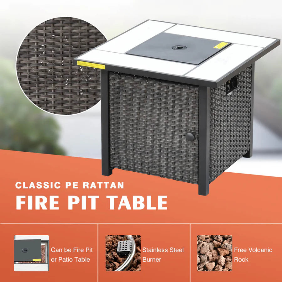 Patio Kenard 6-Piece Conversation Set with 30'' Propane Fire Pit Table and Rocking Chairs