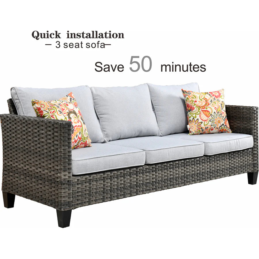 Patio Vultros 7-Piece Set with 2 Rocking chairs and 30'' Propane Fire Pit Table
