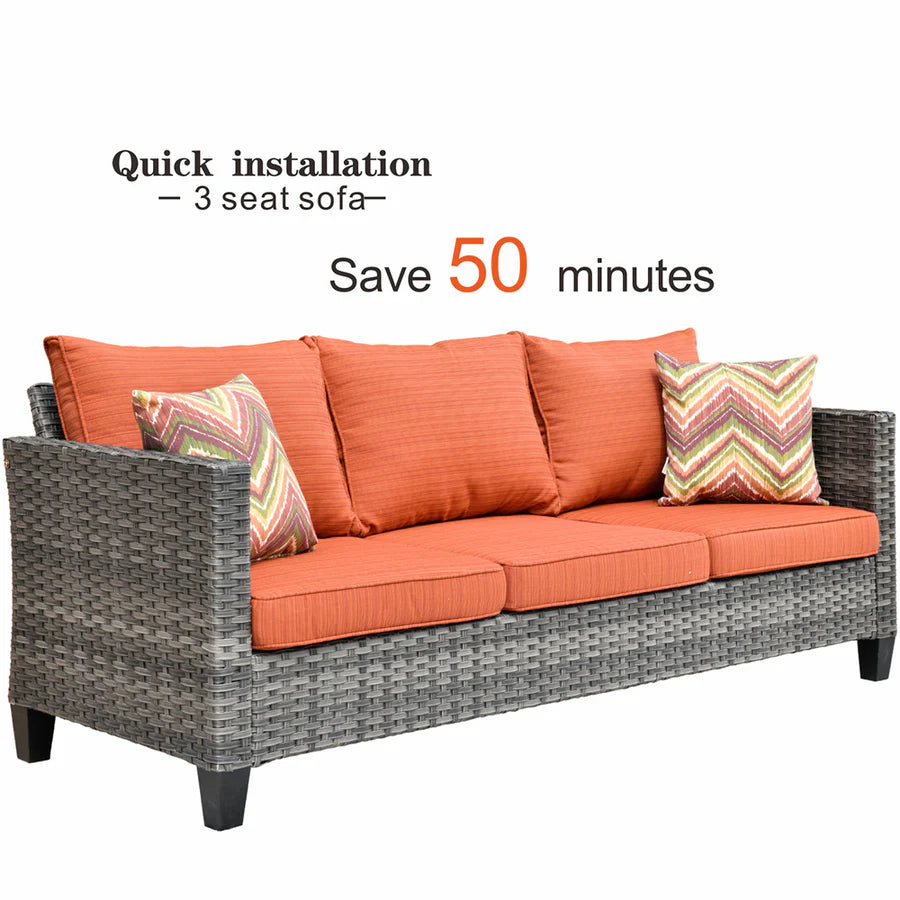 Patio Vultros 7-Piece Set with 2 Rocking chairs and 30'' Propane Fire Pit Table