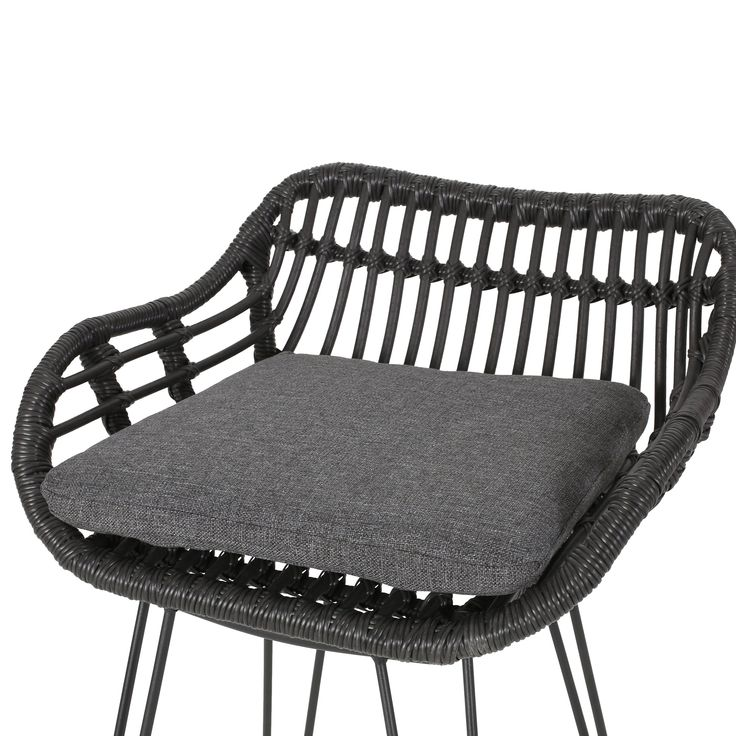 Outdoor bar counter chair, open-air leisure rattan high-leg stool, iron art bar chair, household restaurant patio waterproof dining chair