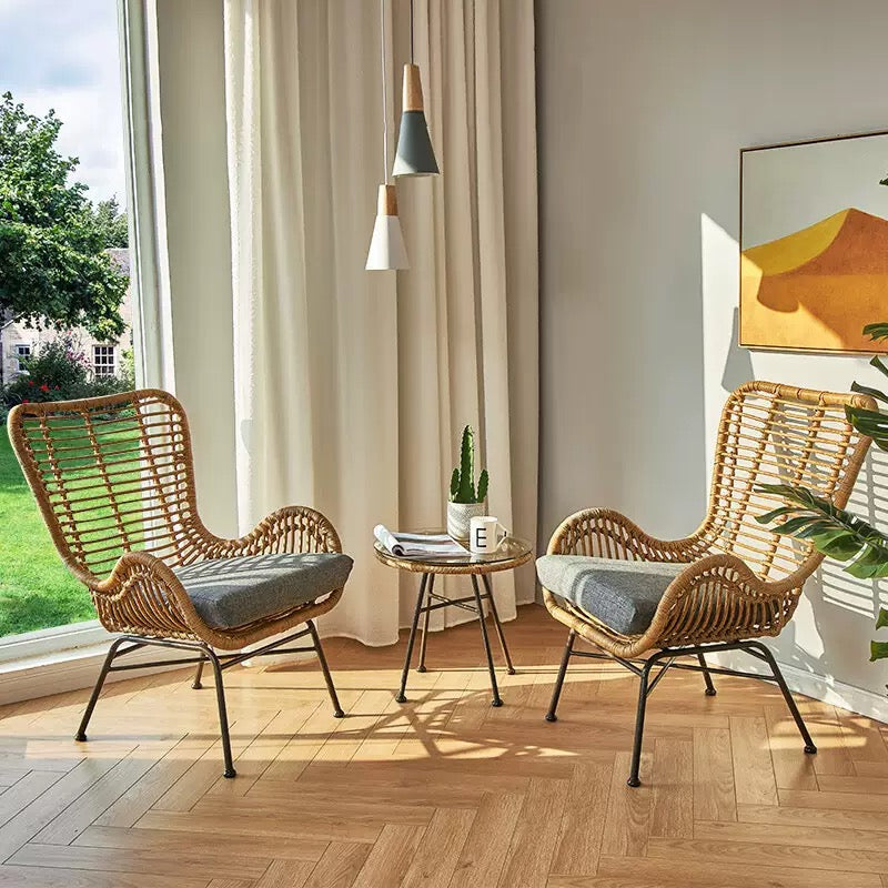 Balcony leisure table and chair outdoor homestay courtyard household coffee table three-piece combination internet celebrity outdoor rattan chair rocking chair