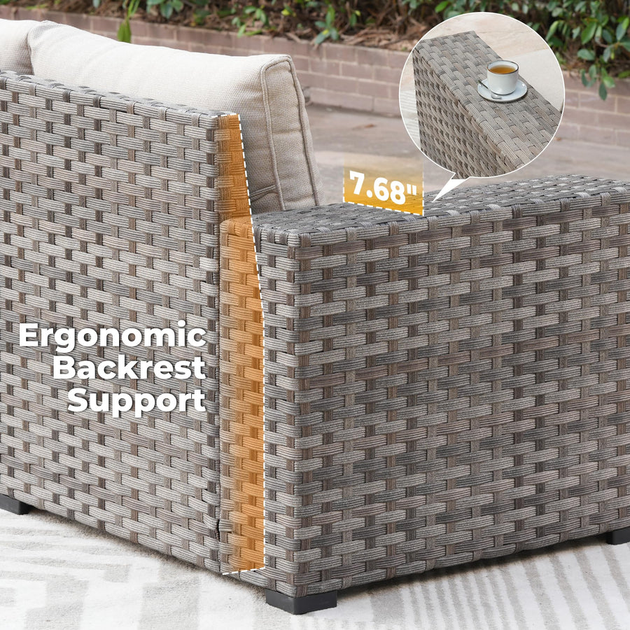 12 Pieces Patio Conversation Set with 7.68'' Broad Handrails