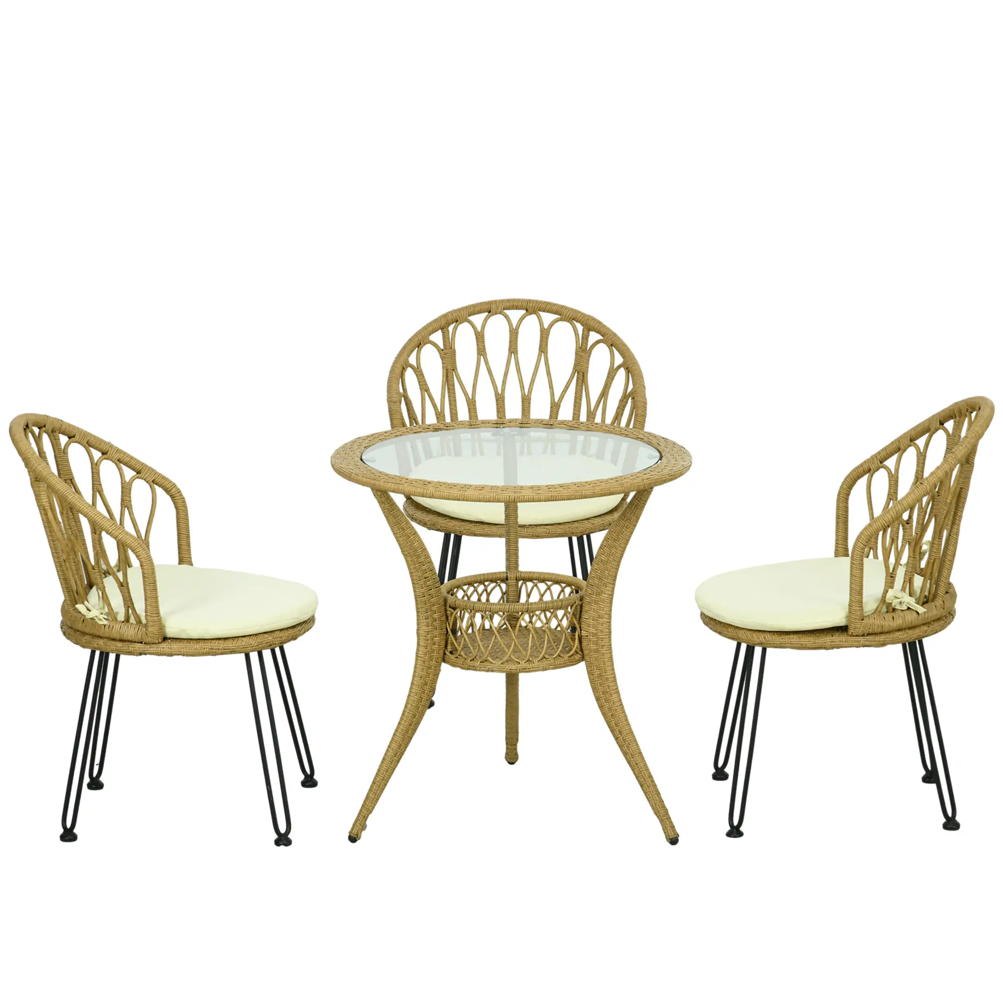 Balcony outdoor tea table and chair combination, guesthouse courtyard leisure, Nordic style, hand-woven rattan chair
