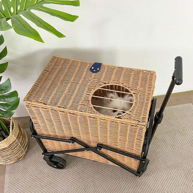 Knitting Pet Carrier Suitcase Bag Luggage with Mat and Handle Airline Approved on Wheels Stroller Trolley