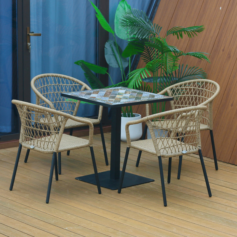 Outdoor Furniture Set: Wicker Garden Chairs for Outdoor Relaxation Balcony & Patio Set: Nordic Folk Style Tea Table & Chair Set Dining Chairs