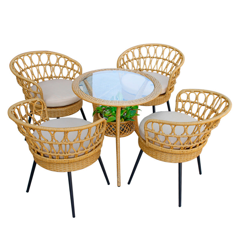 Outdoor table and chair combination set, leisure rattan chair, internet famous Nordic homestay style restaurant armchair, handmade rattan dining chair