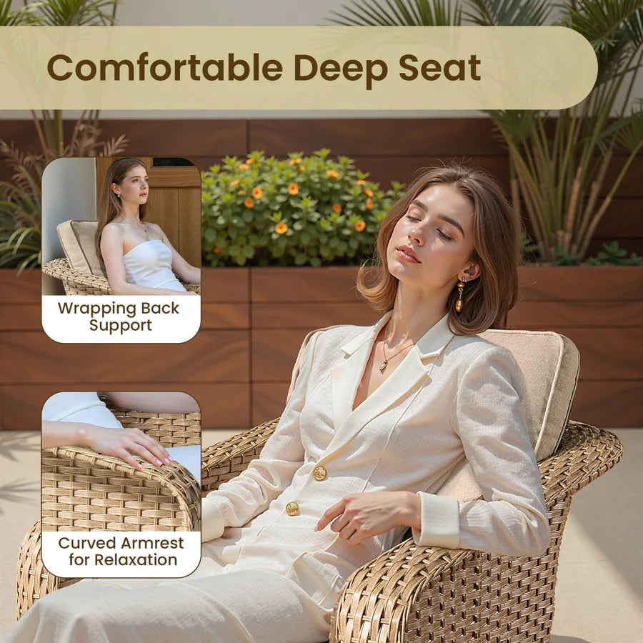 3 Pieces Patio Glider Chair Set, only table (no stools)