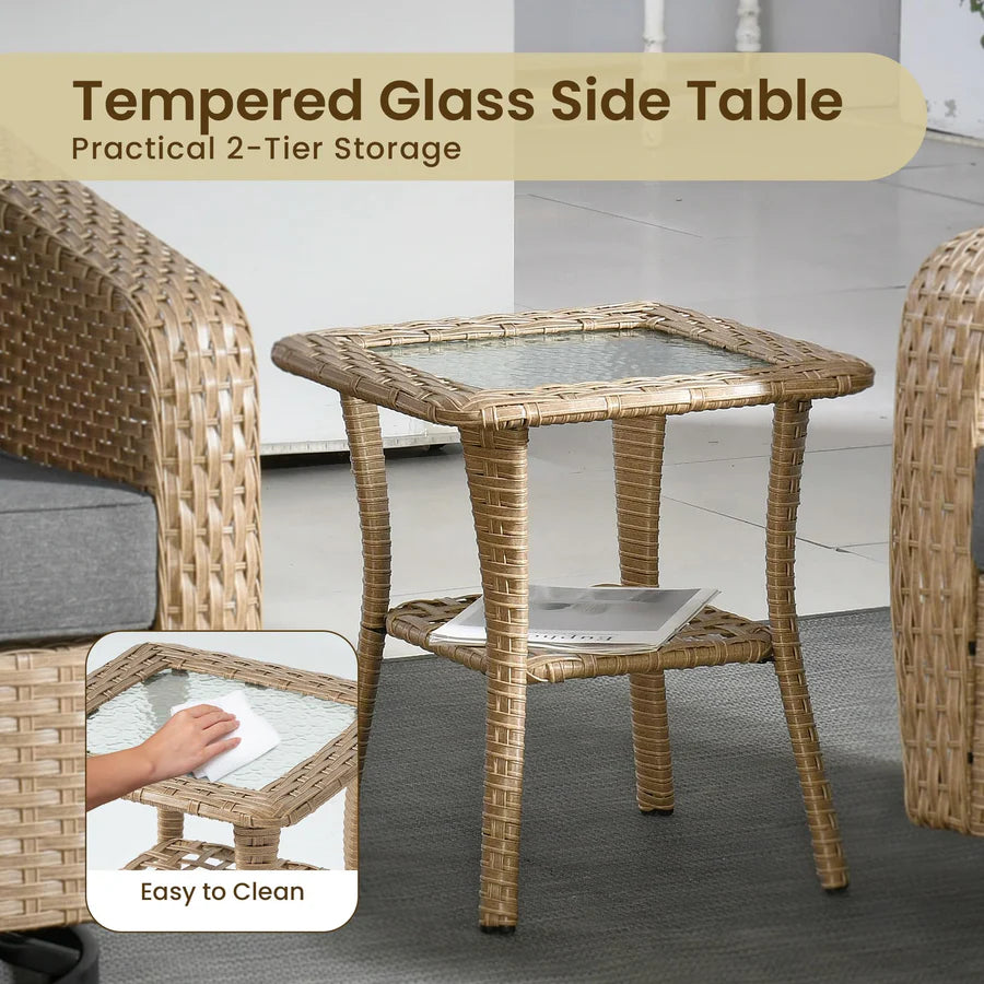 3 Pieces Patio Glider Chair Set, only table (no stools)