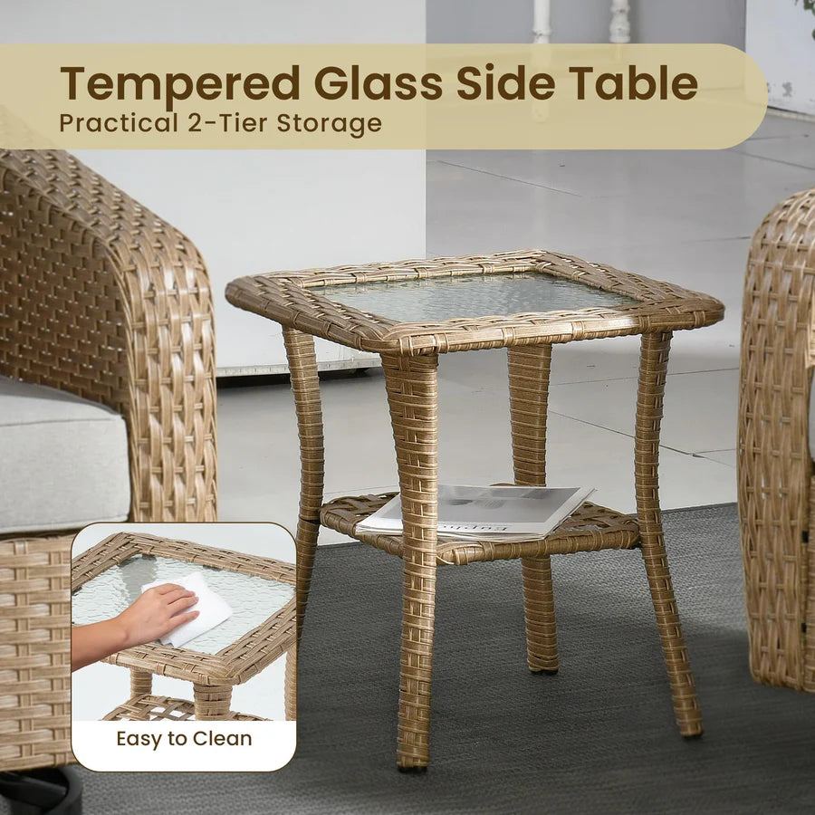 3 Pieces Patio Glider Chair Set, only table (no stools)