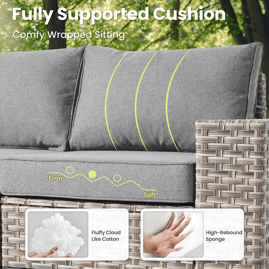 5 Pieces Patio Furniture Set Outdoor Sectional Sofa Couch with Comfy Cushions Deep Seat