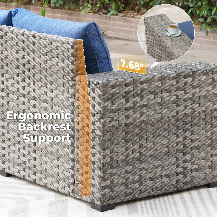 7-Piece Outdoor Furniture Set with 7.68'' Wide Armrests