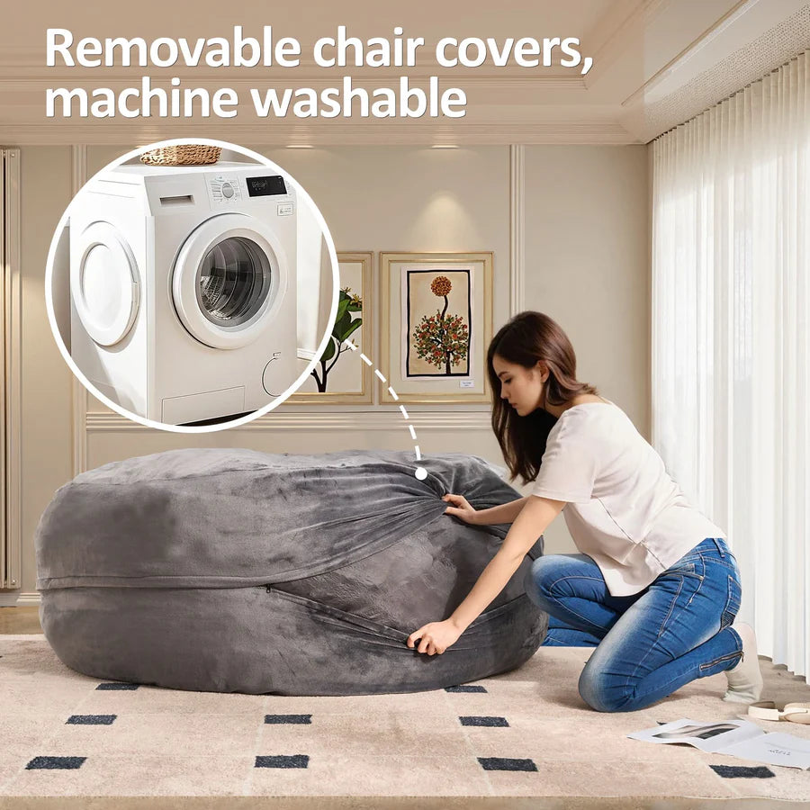 Bean Bag Chair Removable Cover, High-Rebound Filling Cozy Furniture for Living Room, Bedroom