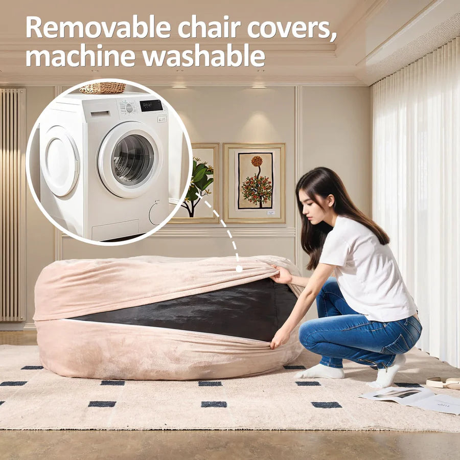 Bean Bag Chair Removable Cover, High-Rebound Filling Cozy Furniture for Living Room, Bedroom