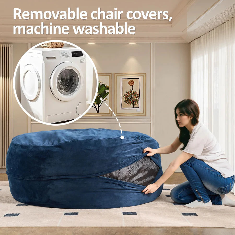 Bean Bag Chair Removable Cover, High-Rebound Filling Cozy Furniture for Living Room, Bedroom